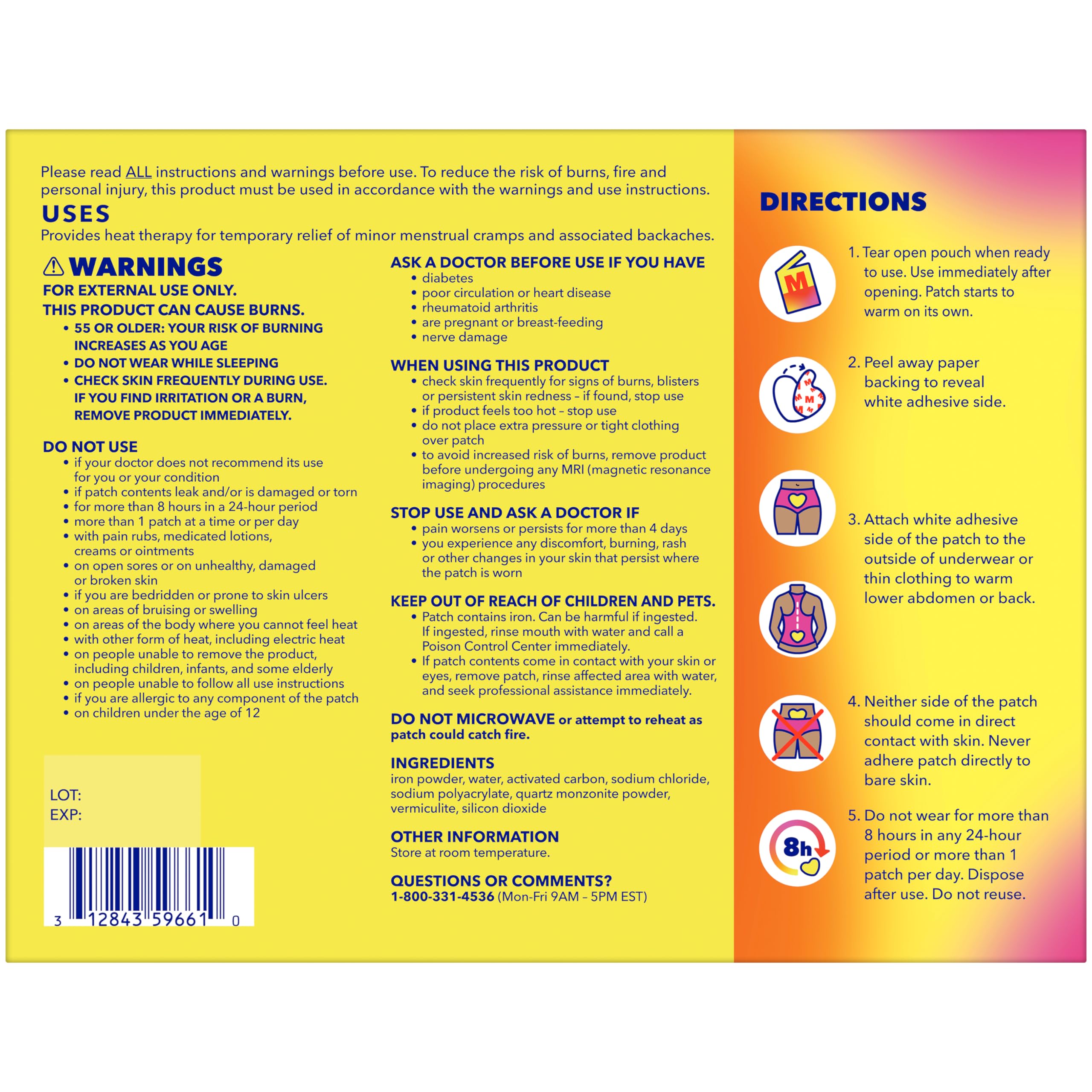 Discreet patch worn under clothing for period relief