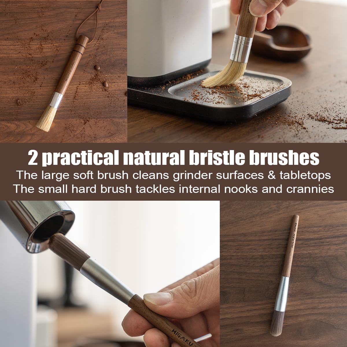 Espresso machine group head brush in MIGAKU HOME kit