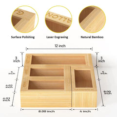 4-size bamboo drawer organizer for food storage bags
