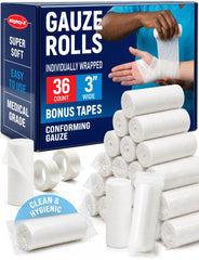 MIGHTY-X medical gauze rolls pack of 36 in 3in by 4yd size