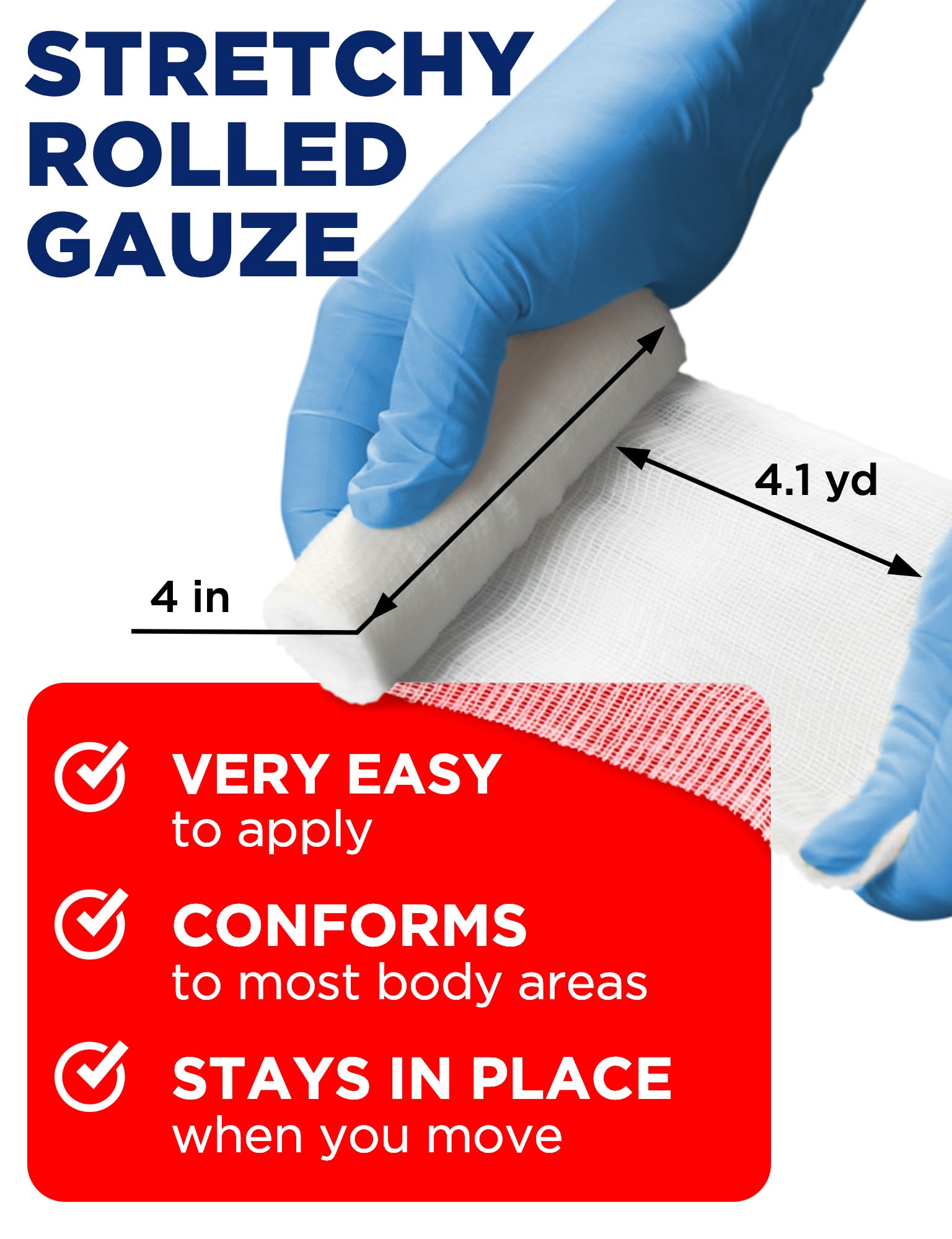 Latex-free roller gauze for easy wound dressing removals