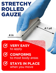 Latex-free roller gauze for easy wound dressing removals