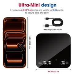 Mik-Nana scale with grams ounces milliliters units USB-C
