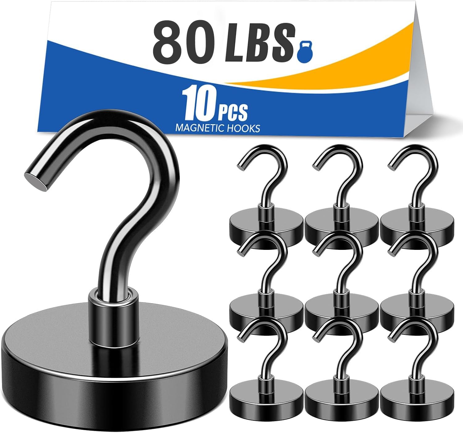 MIKEDE 80LBS Magnetic Hooks black on metal surface