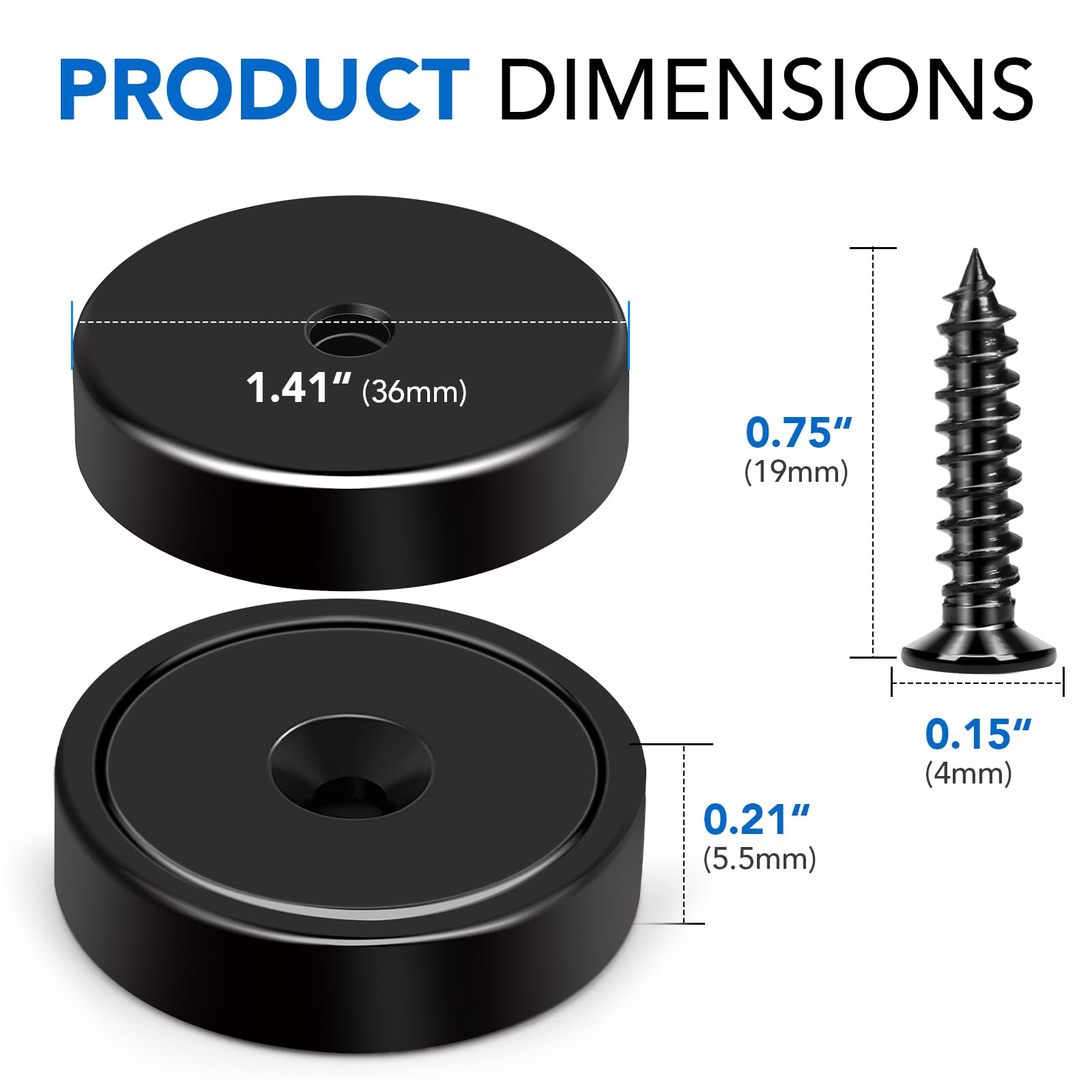 Countersunk hole magnet for flat head screws or bolts