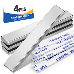 MIKEDE neodymium magnets 60x10x3mm silver pack of 4