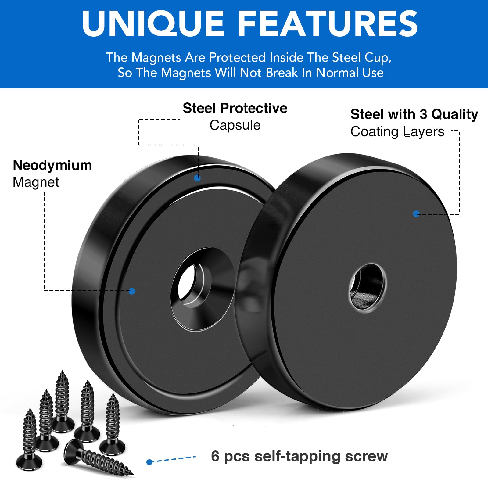 Industrial cup magnet for workshop and garage organization