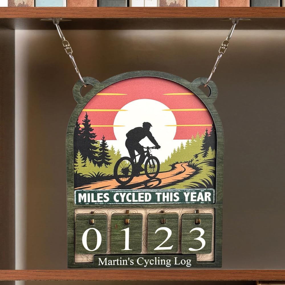 Side view of Miles Cycled Log This Year Tracker Sign