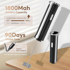 Milk frother three speeds for latte cappuccino black
