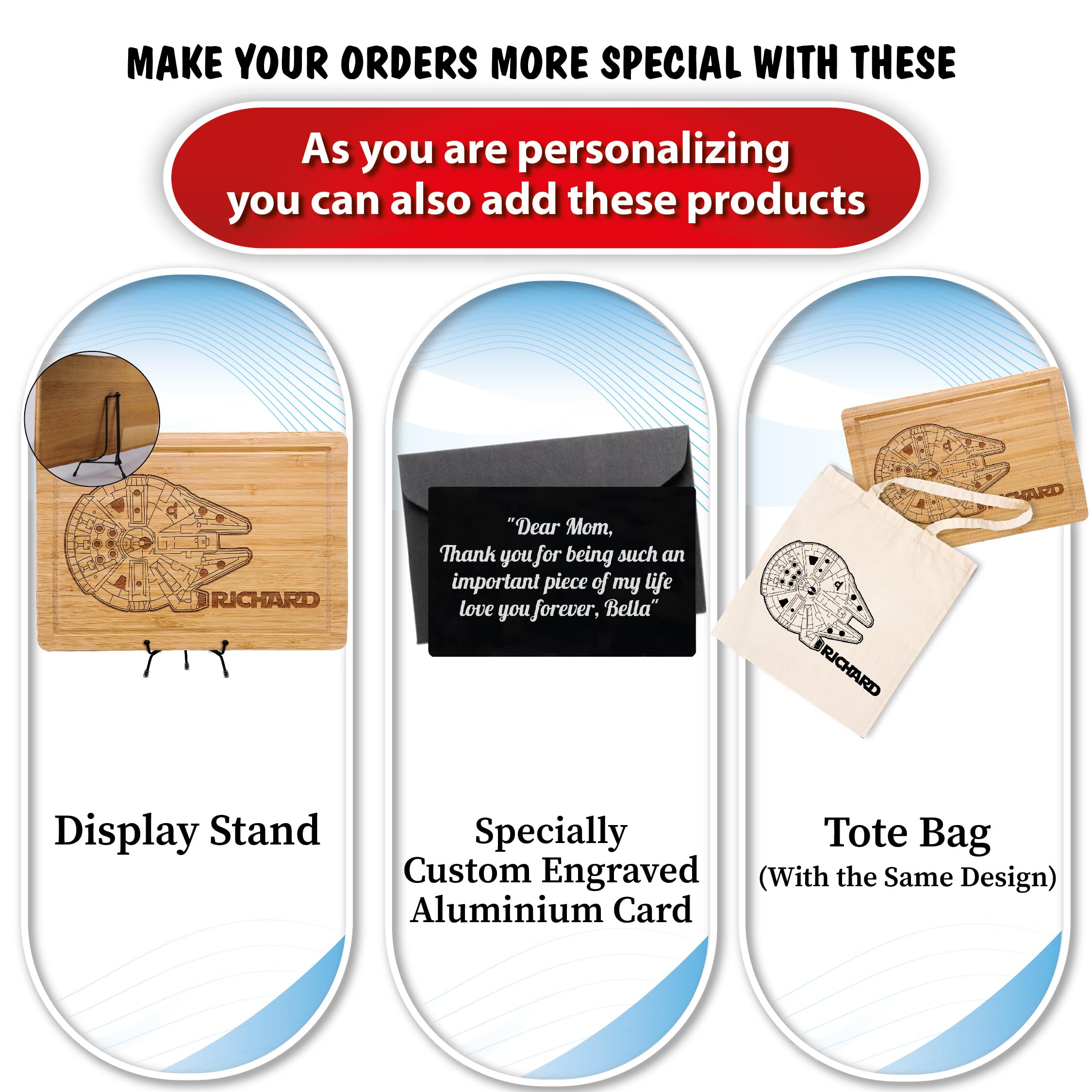 Millenium Falcon Cutting Board walnut premium size 20x15