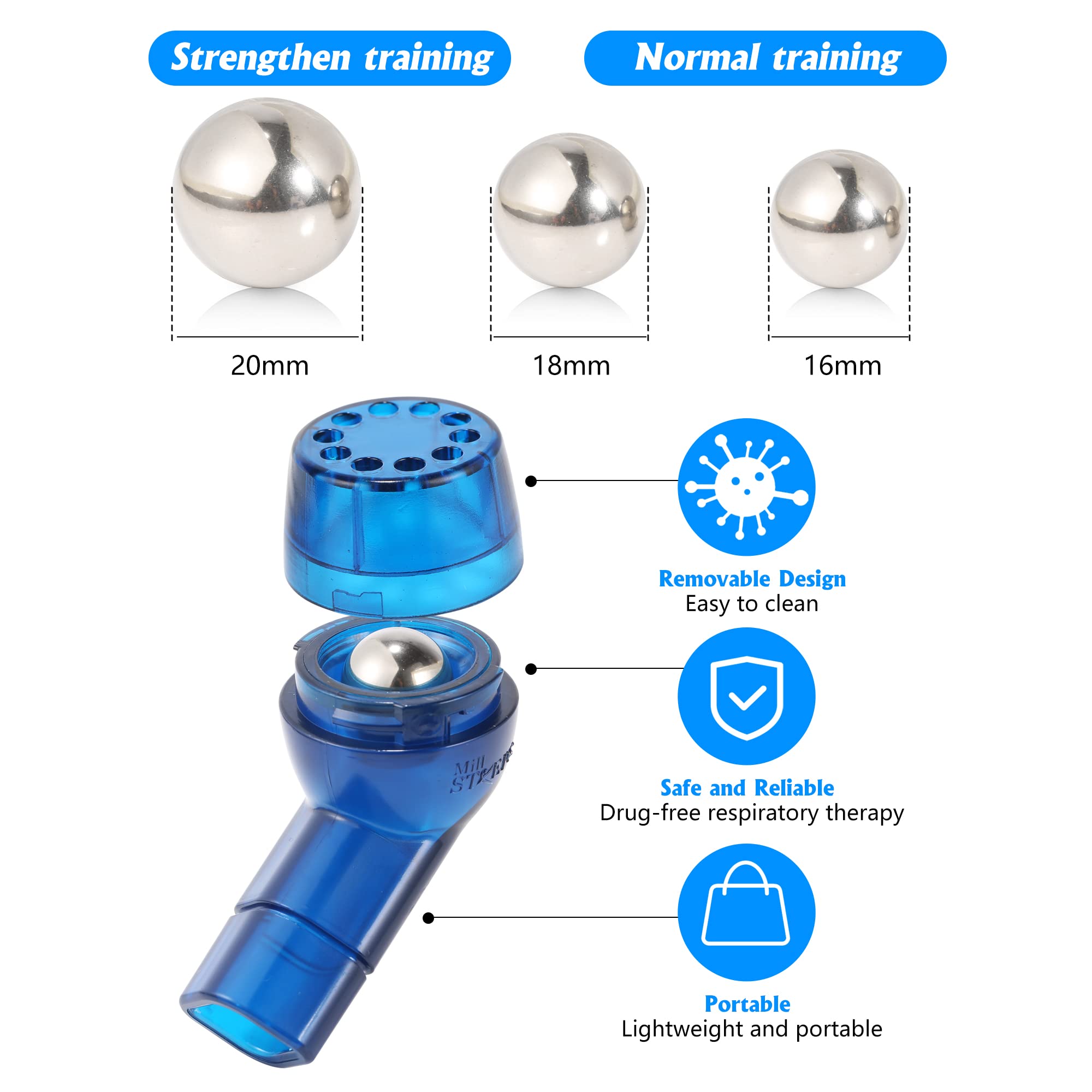 MILLSTEPS adjustable resistance device for breathing exercises