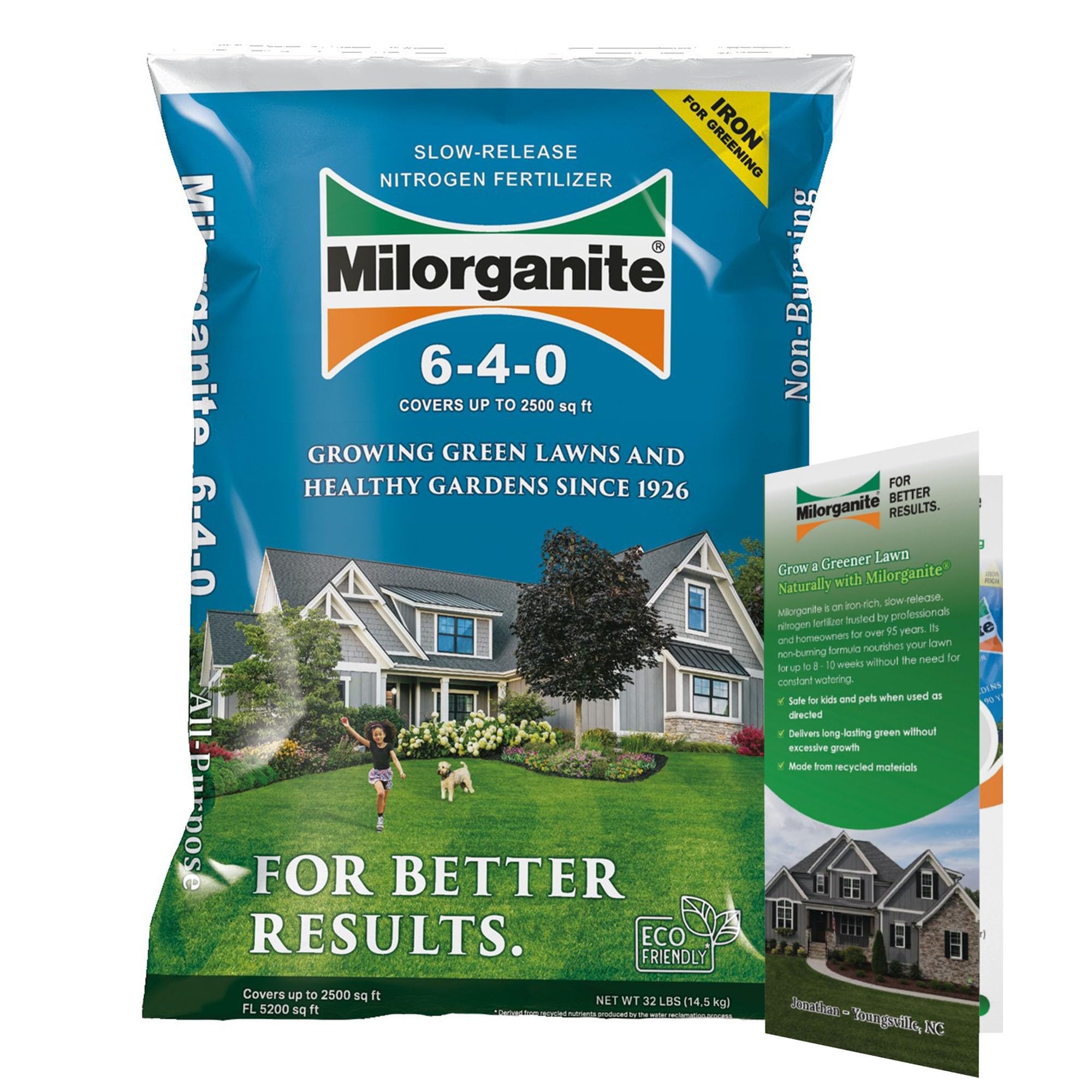 Milorganite 6-4-0 fertilizer 32 lb bag for lawns
