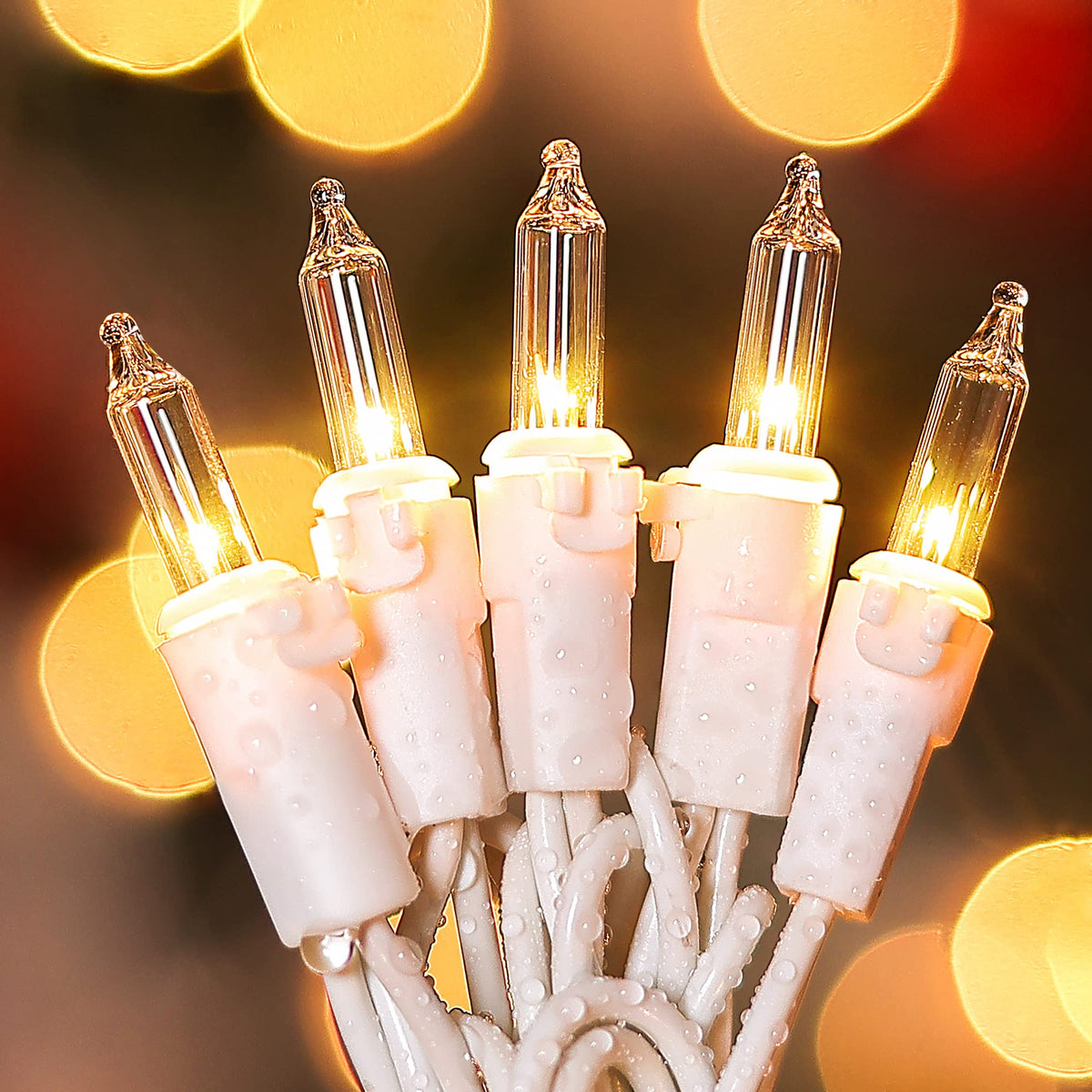 mimigogo clear christmas lights with white wire