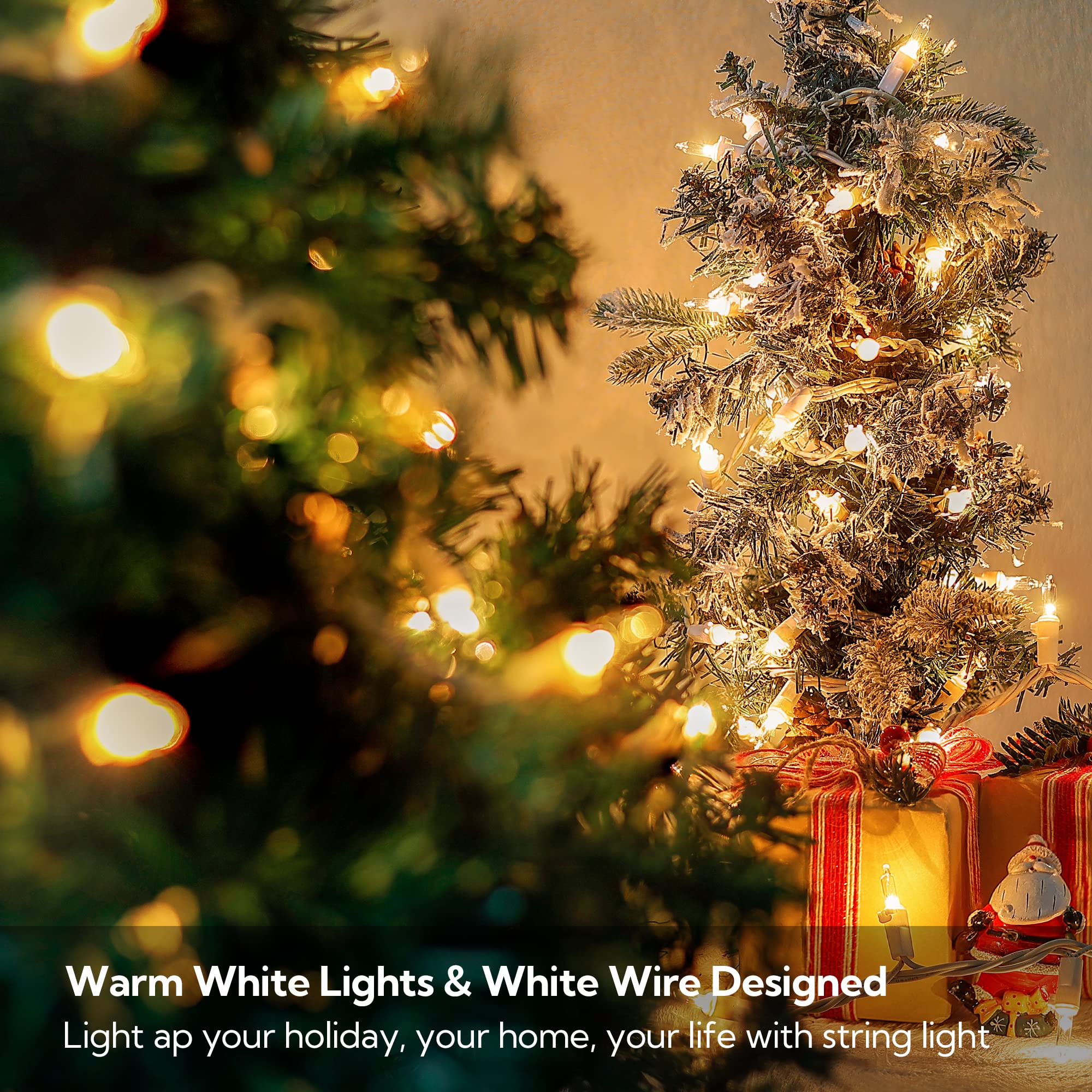 warm white mini string lights with snap on bulbs