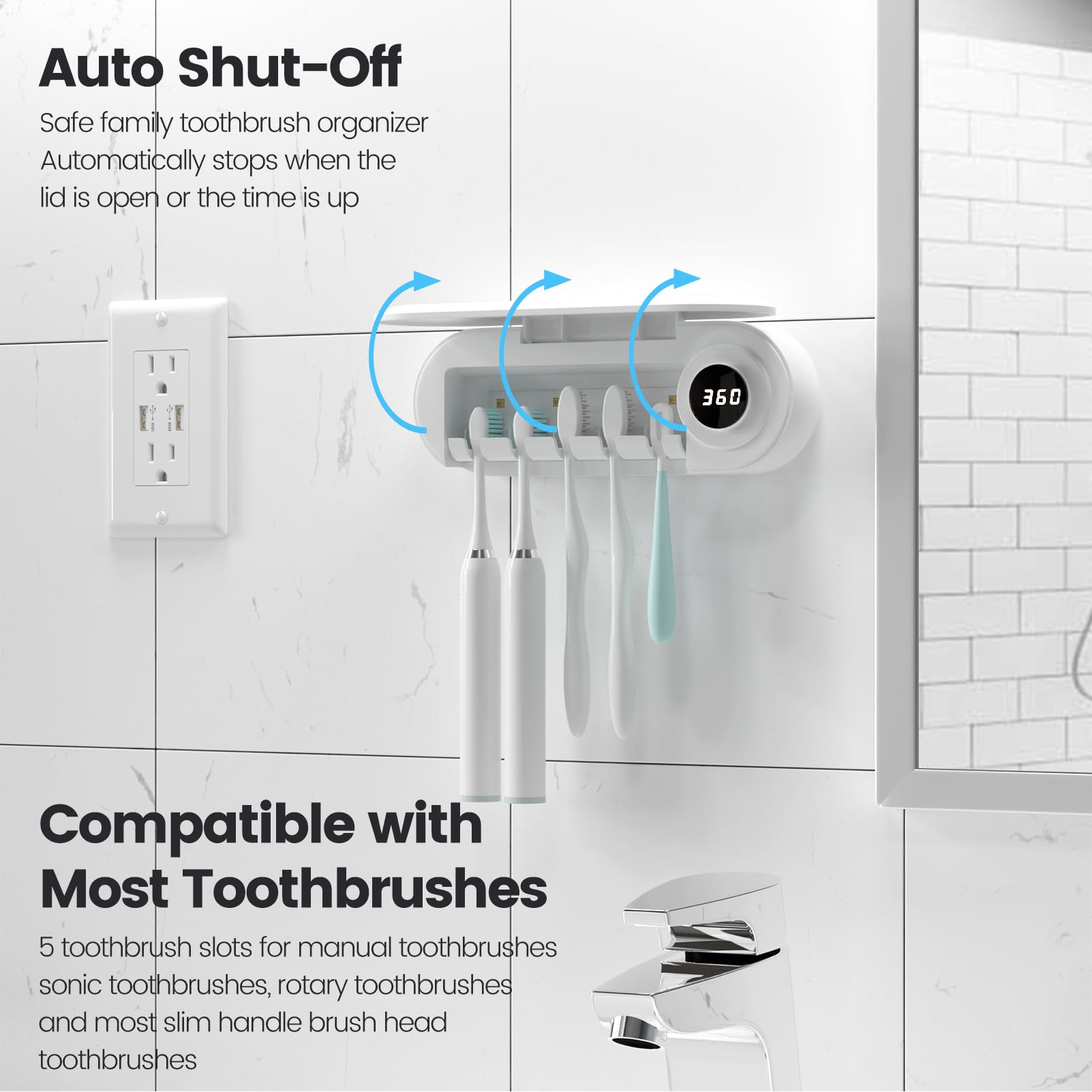 One touch 6 minute cleaning timer countdown display