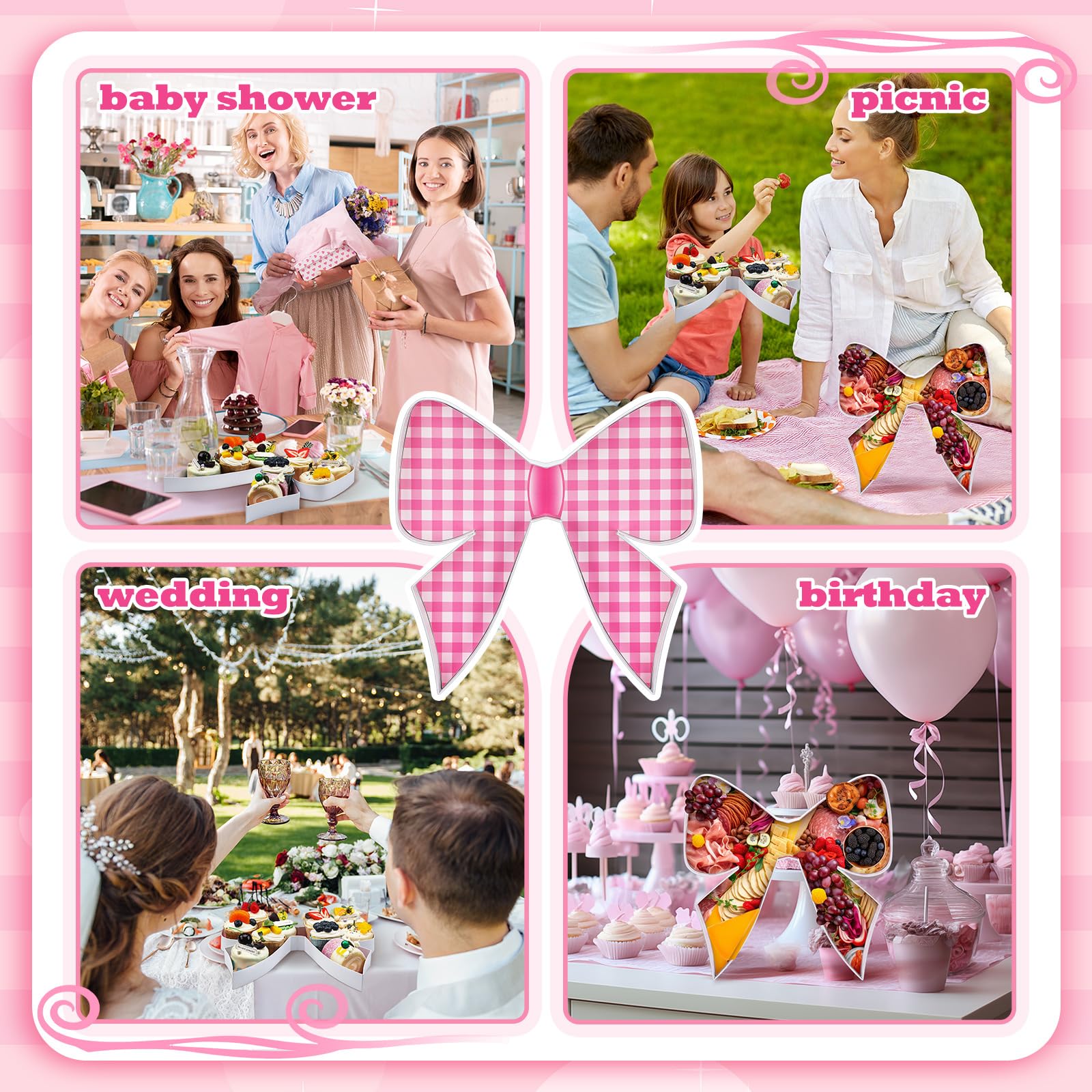 Multiuse bow tray for weddings baby showers and birthdays