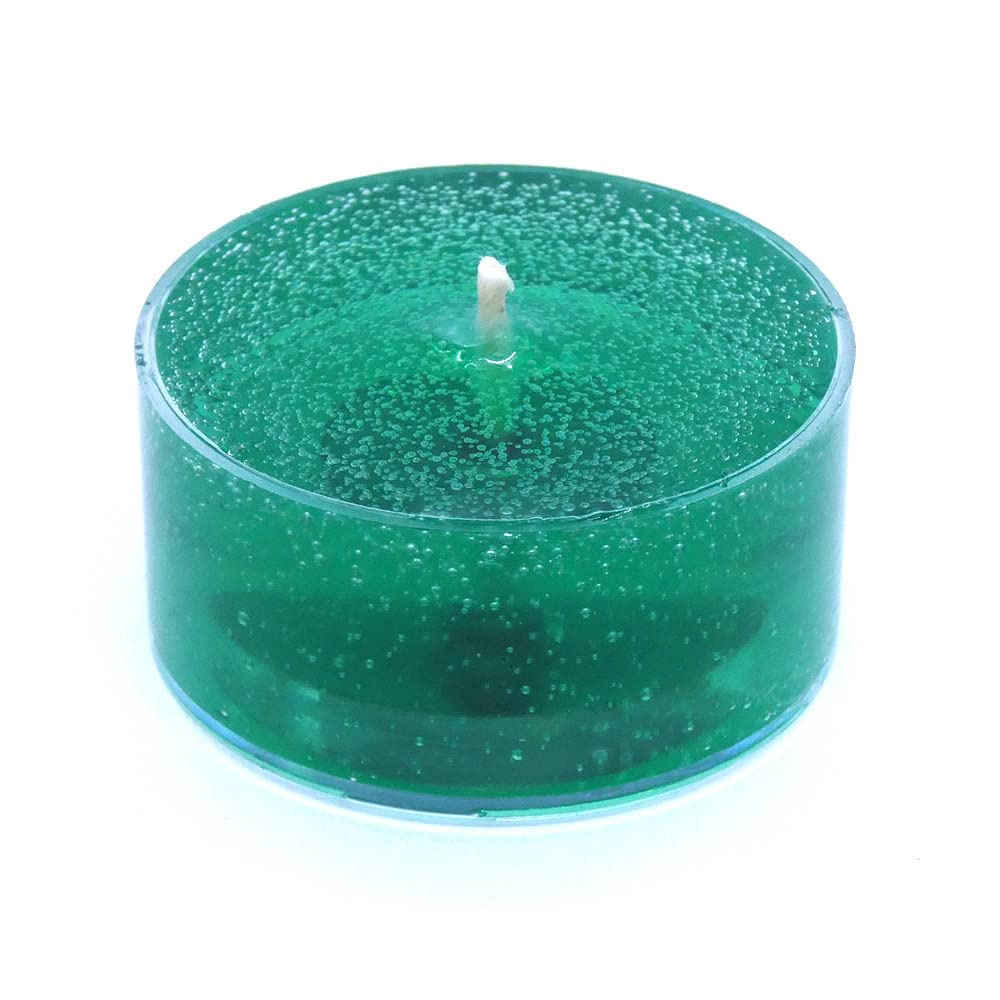Tea light candle showing 1.5 inches wide by 1 inch tall