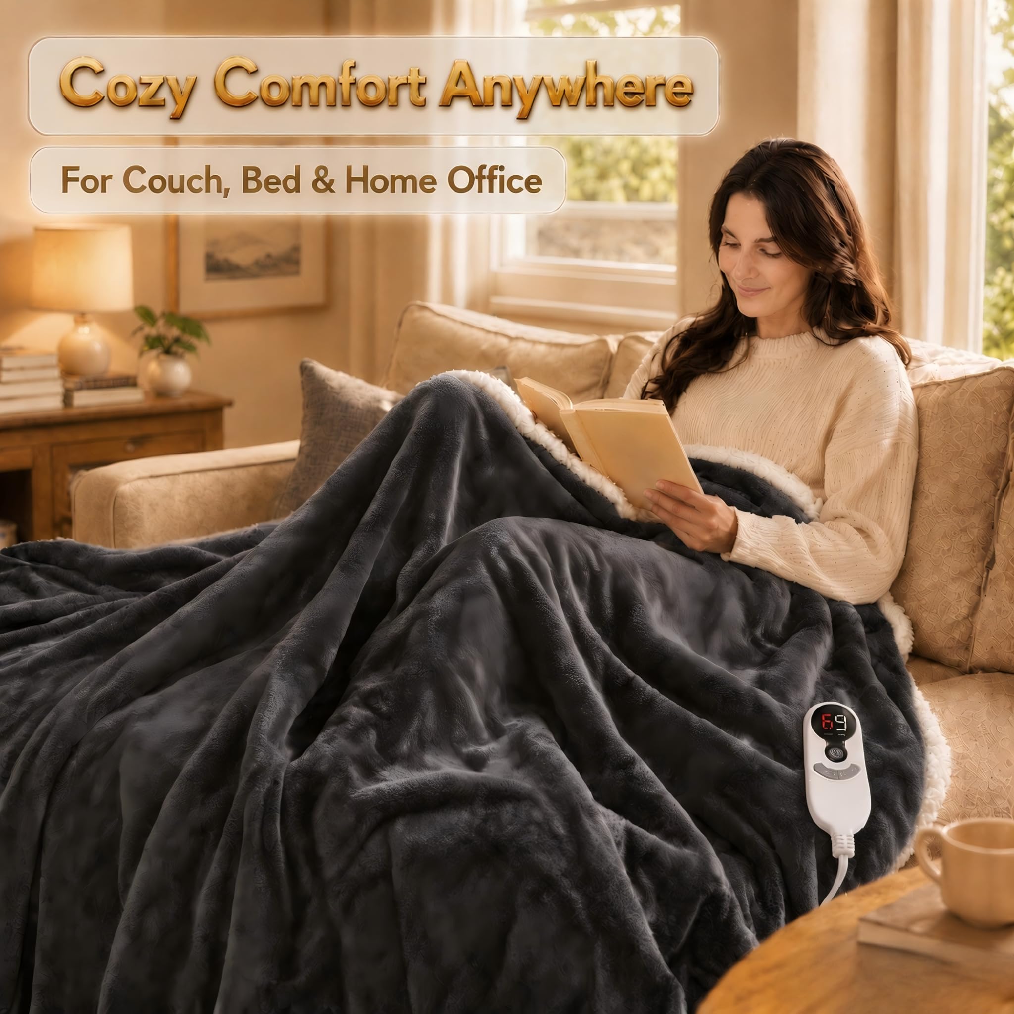 Double sided plush comfort blanket with flannel and sherpa fleece