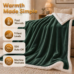 Double-sided plush Minervada heated throw blanket