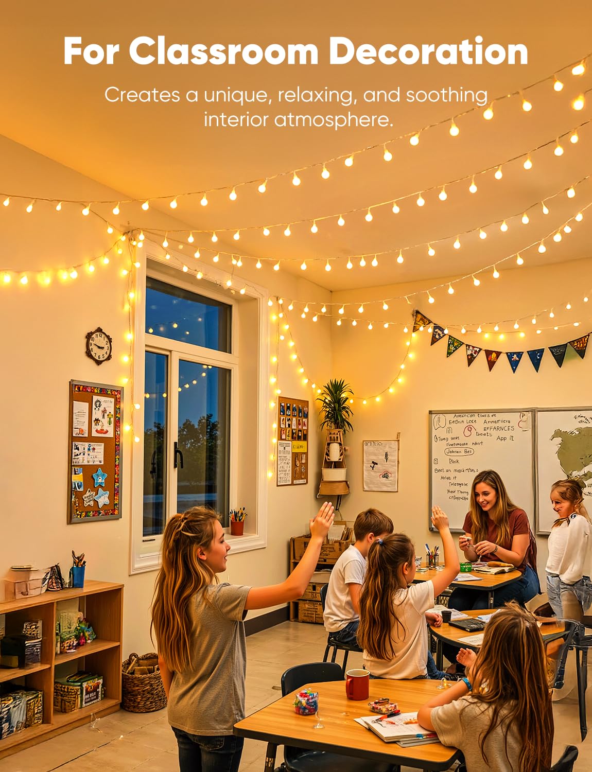 Easy installation of Minetom string lights with hooks or ties