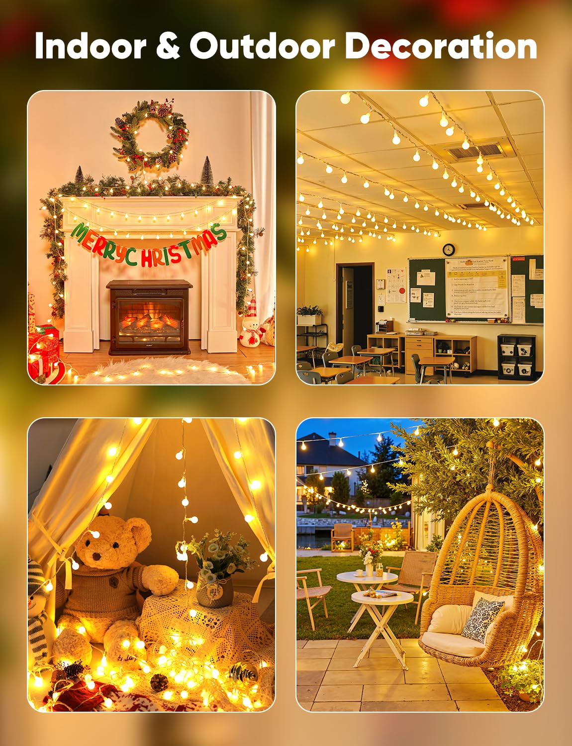 Festive ambience for bedrooms patios and gardens with Minetom lights