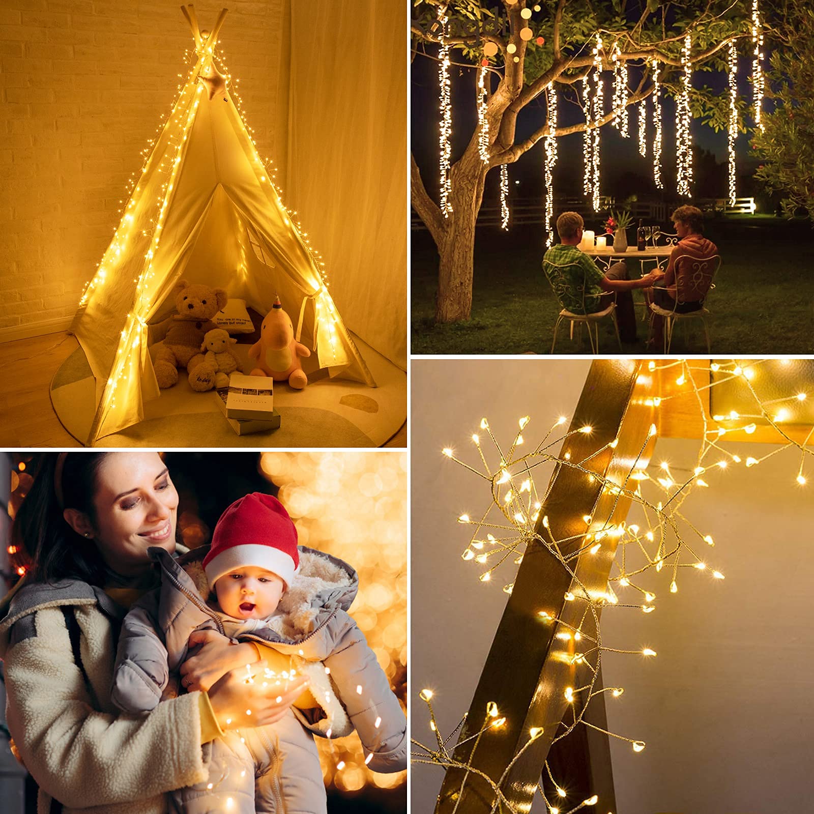 Long reach 13ft lead cord fairy lights for windows and yards