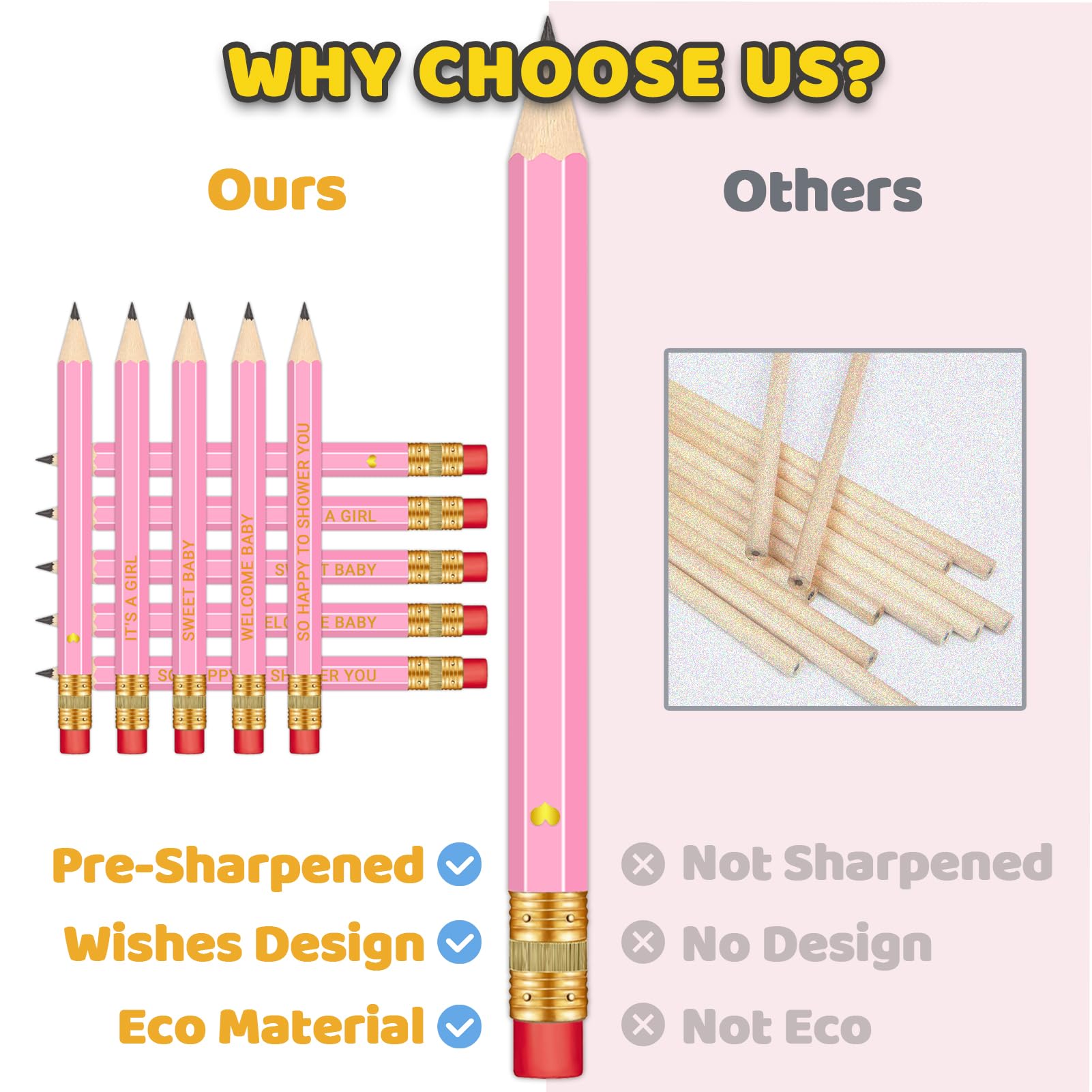 Mini 4 inch Pencil Set for Girl Baby Shower Party Games