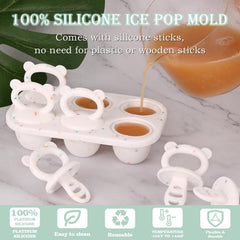 Mini 6 cavity silicone ice pop mold for babies and toddlers with sticks