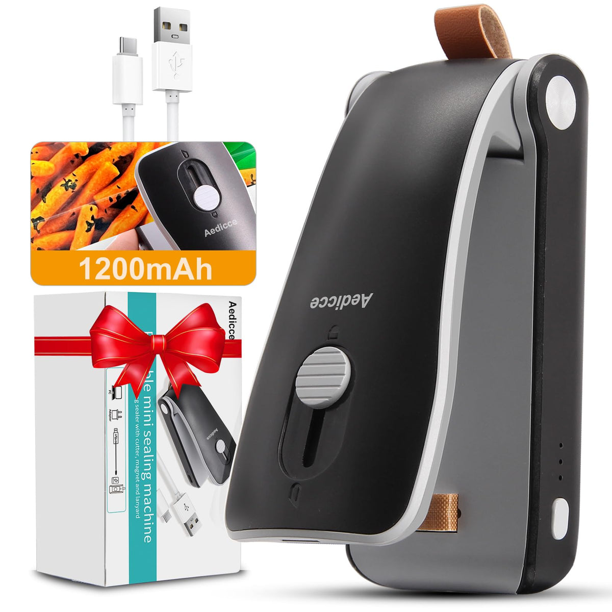 Mini Bag Sealer USB rechargeable with dual heat seal and cutter