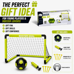 Complete set including goals mini ball air pump and stakes