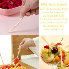 Mini bamboo forks 3.5 inch for fruit 100 PCS image 3