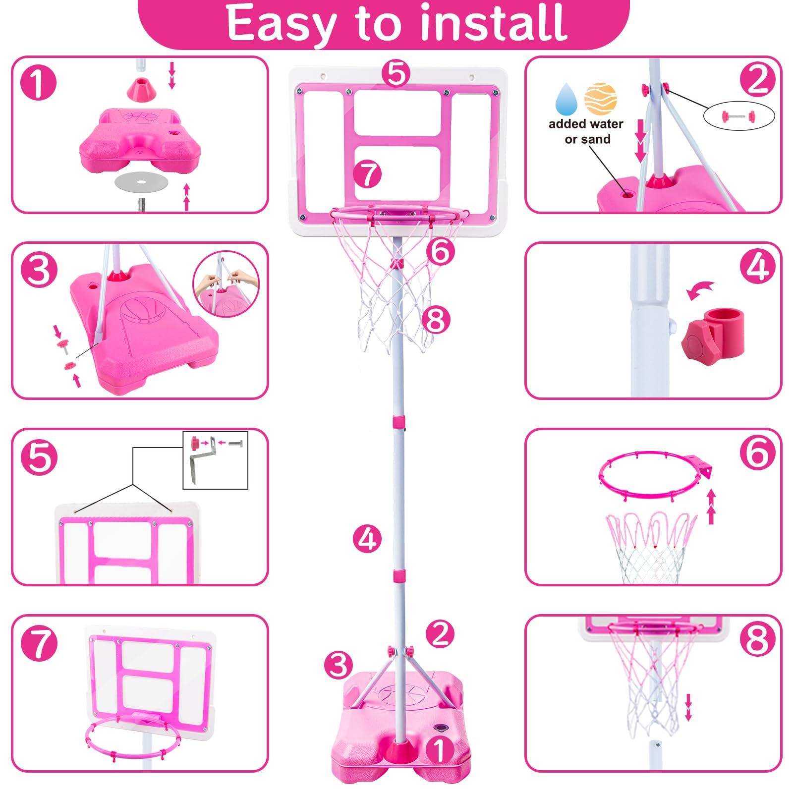 Mini basketball set with rim net and base