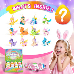 Colorful egg packaging for each unicorn set