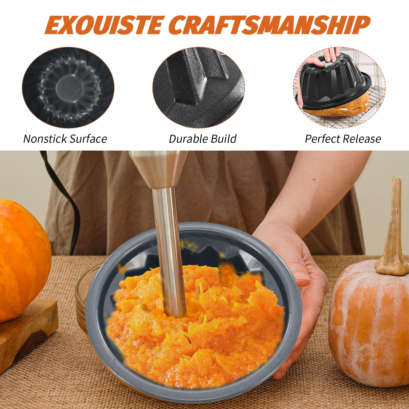 4-piece Bundt pan set for baking in black finish