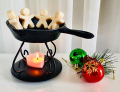 Mini cast iron skillet wax warmer with stand