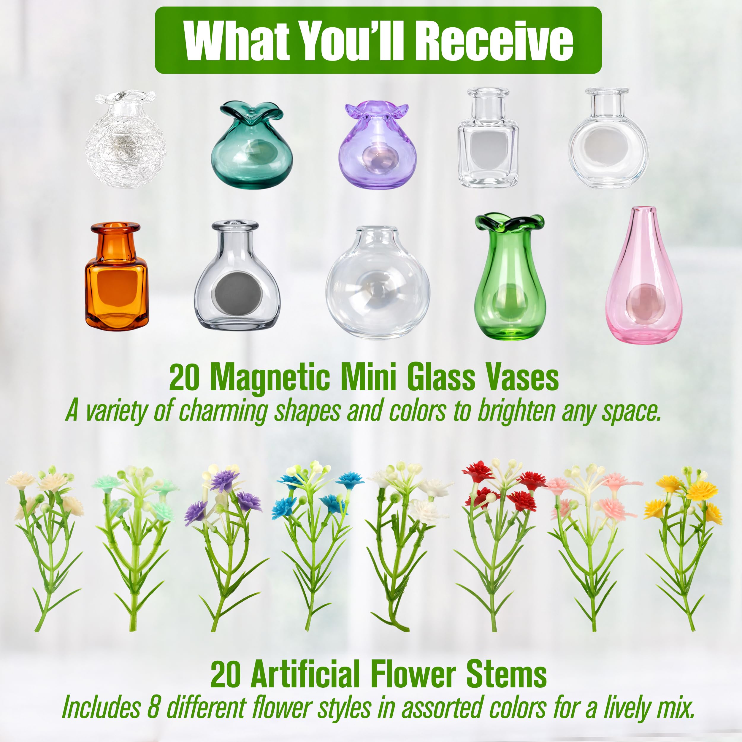 mini clear glass vase magnets for fridge display