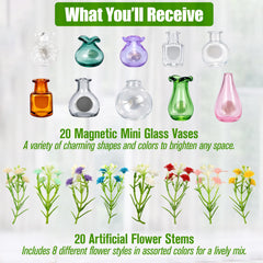 mini clear glass vase magnets for fridge display