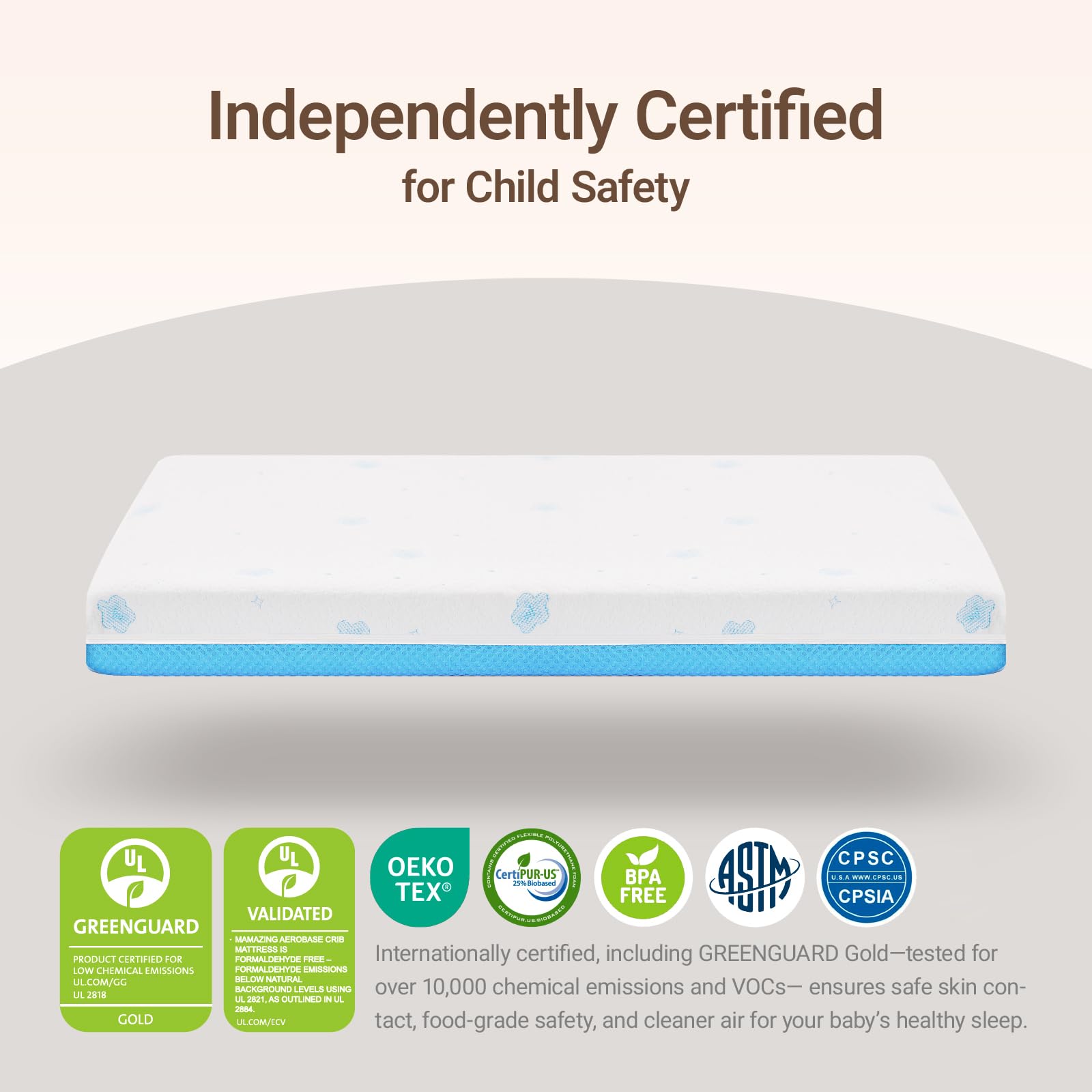 Breathable crib mattress by MAMAZING Aerobase