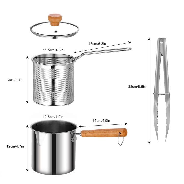 Compact pot with 5-inch diameter and basket for frying