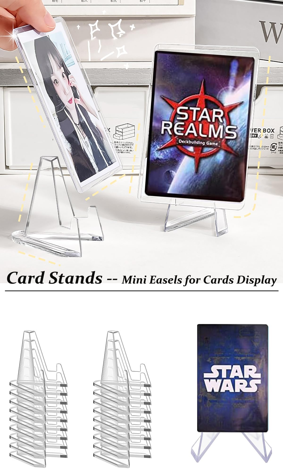 Mini easel card stand showing acrylic base for cards