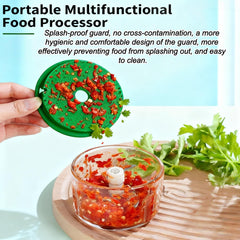 Mini Electric Garlic Chopper cutting garlic and vegetables