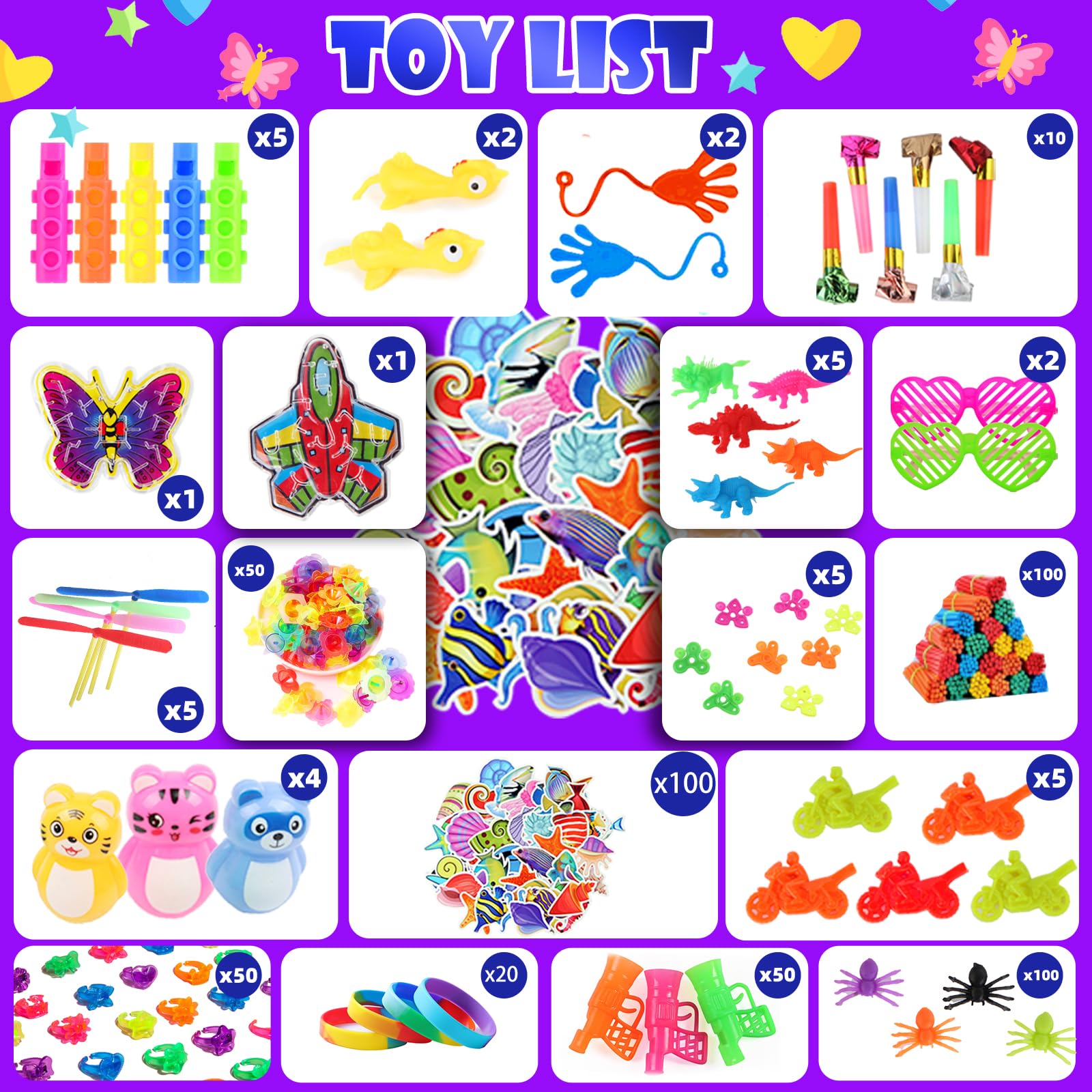 Mini fidget keychain toys included in the kit
