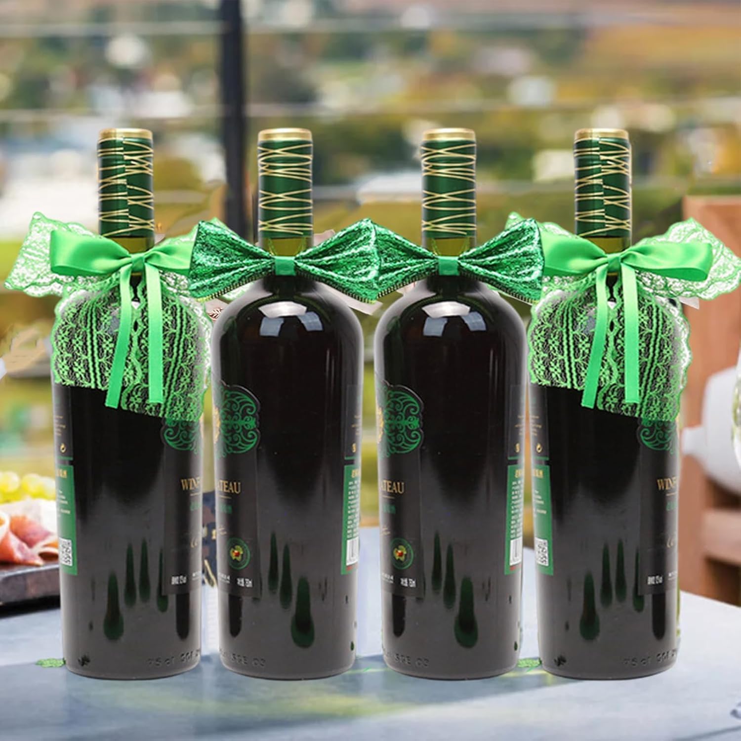 Mini green top hat wine bottle decor for St. Patrick's Day