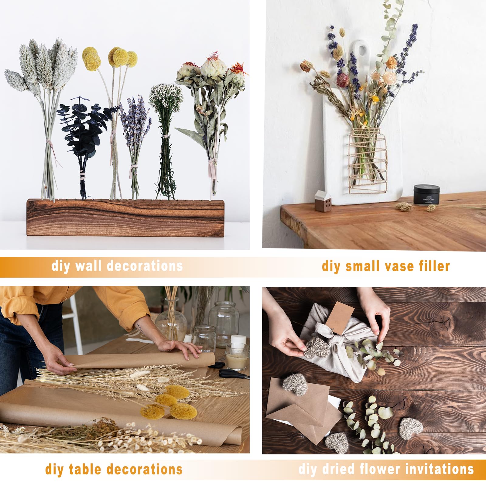 Mini handmade flower arrangement using dried blooms