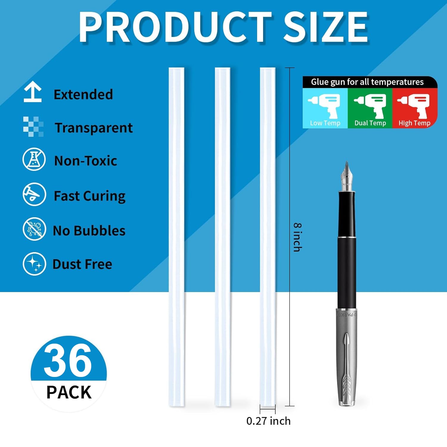 Mini hot glue sticks 8 inches long for glue gun 0.27in