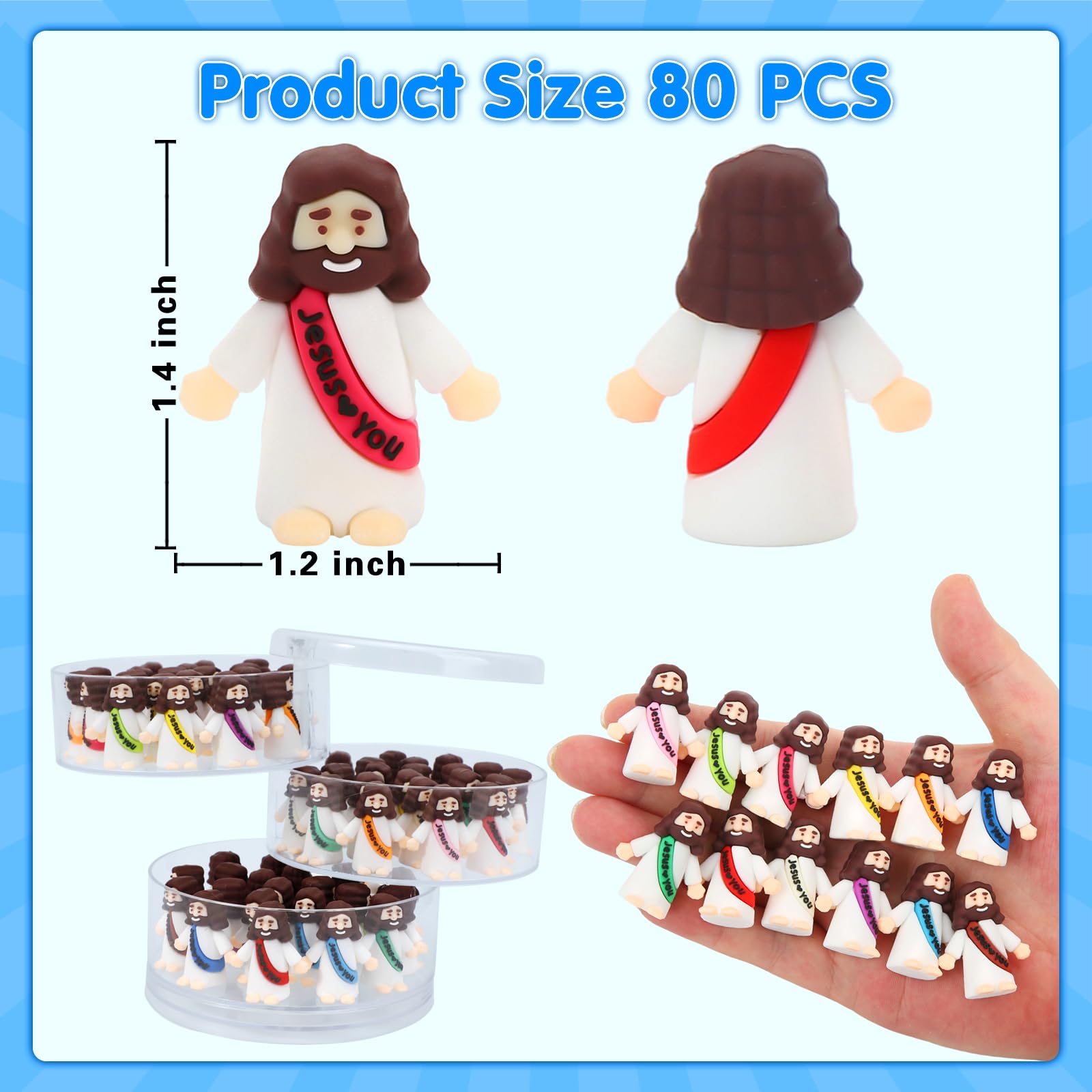 Mini Jesus figures made of rubber with durable smooth surface