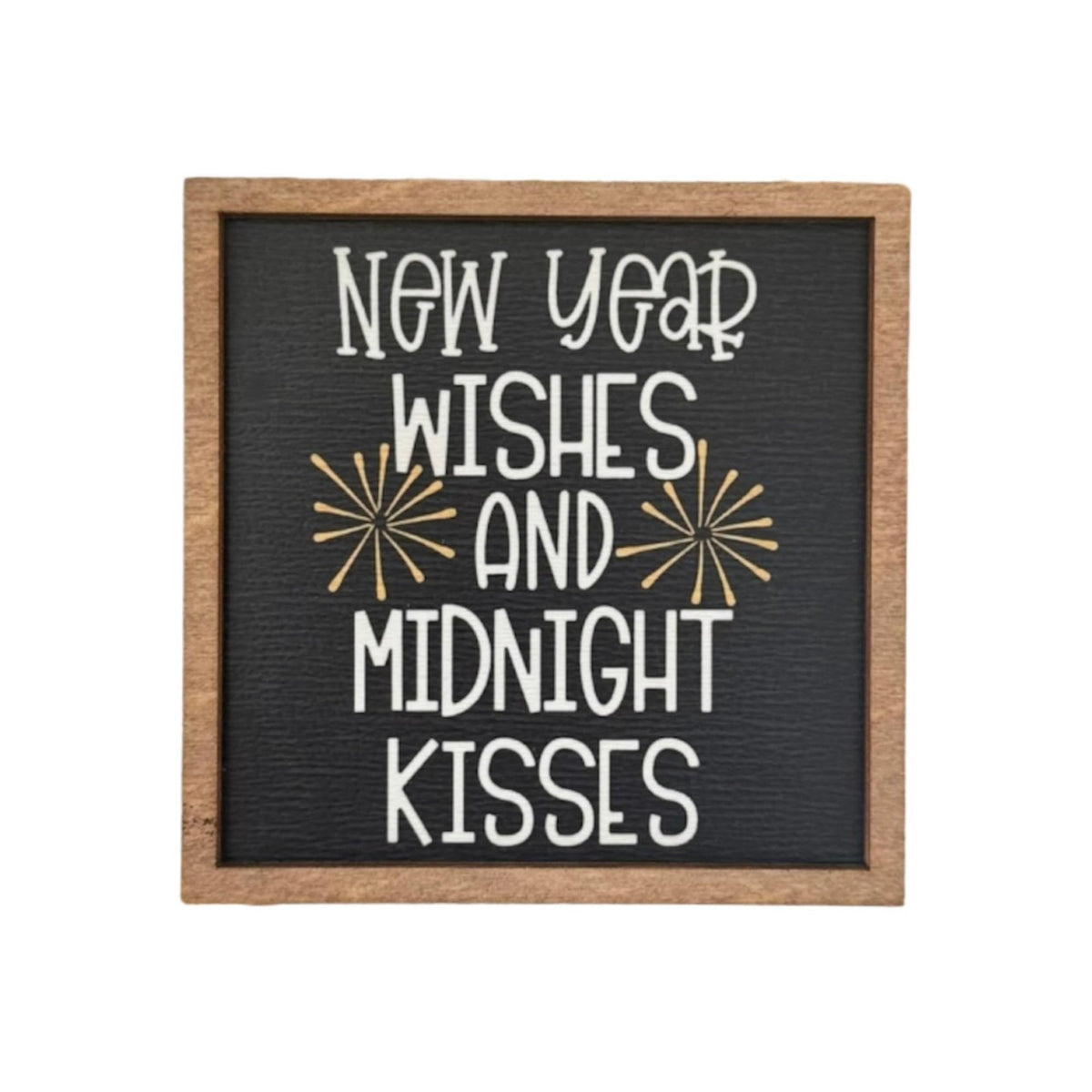 Mini 3-inch New Year Wishes and Midnight Kisses sign for tiered trays