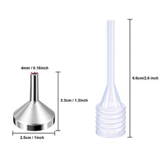 2 mini pipettes included with funnels
