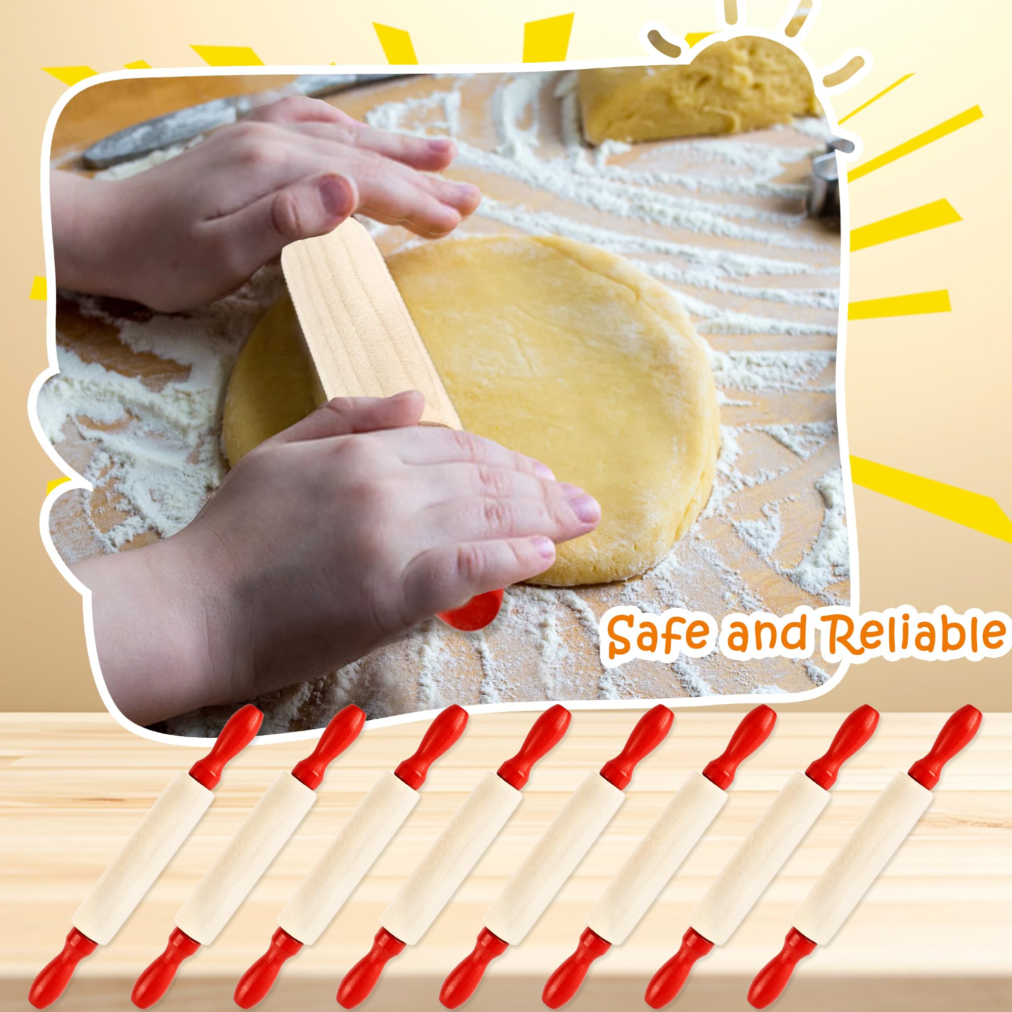 set of 16 small rolling pins for family baking activities