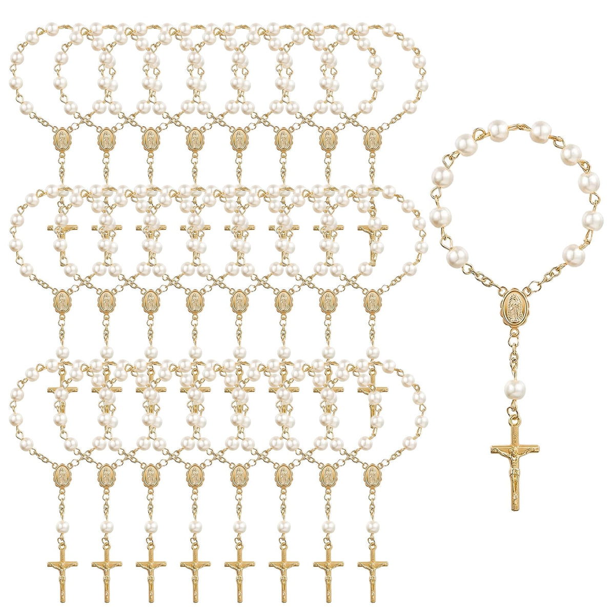 Mini Rosary Baptism Favors 30pcs acrylic beads with gold tone chain